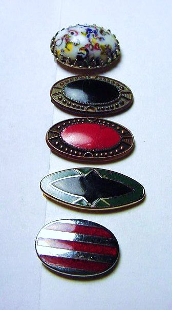 [5] ART DECO ENAMEL CLIPS: [5] ART DECO ENAMEL CLIPS