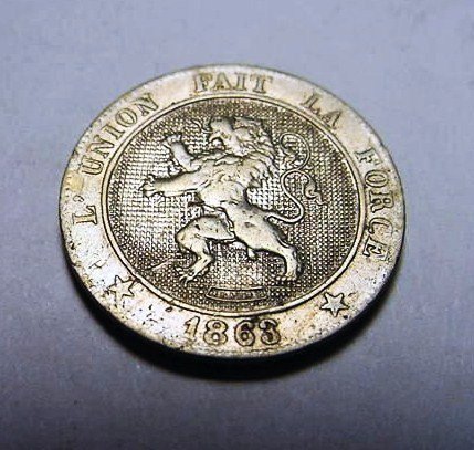 1863 BELGIUM 5 CENTIMES: 1863 BELGIUM 5 CENTIMES