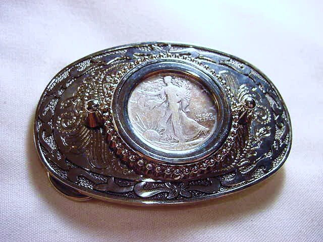 1941 WALKING LIBERTY HALF DOLLAR BELT BUCKLE: 1941 WALKING LIBERTY HALF DOLLAR BELT BUCKLE