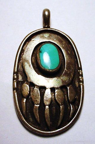 NAVAJO STERLING TURQUOISE PENDANT: NAVAJO STERLING TURQUOISE PENDANT