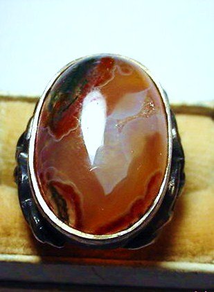 VINTAGE AGATE STERLING RING SIZE 7: VINTAGE AGATE STERLING RING SIZE 7