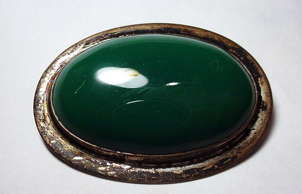 VINTAGE MEXICAN STERLING ONYX PIN: VINTAGE MEXICAN STERLING ONYX PIN