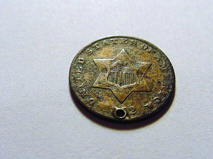 1852 3 CENT SILVER [HOLE]: 1852 3 CENT SILVER [HOLE]