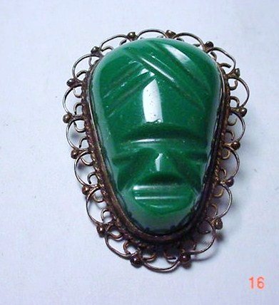VINTAGE MEXICAN STERLING ONYX PIN: VINTAGE MEXICAN STERLING ONYX PIN
