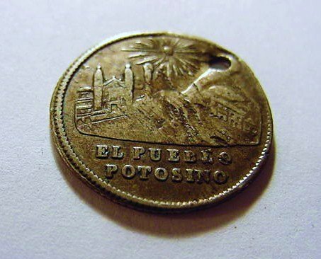 1852 BOLIVIA SILVER COIN HOLE: 1852 BOLIVIA SILVER COIN HOLE