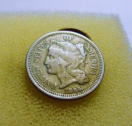 1865 3 CENT NICKEL BUTTON: 1865 3 CENT NICKEL BUTTON
