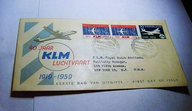 1959 NETHERLANDS KLM FLIGHT COVER: 1959 NETHERLANDS KLM FLIGHT COVER