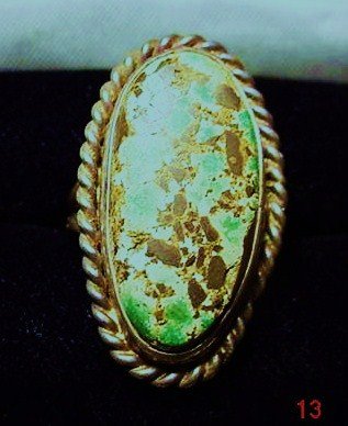 NAVAJO SILVER TURQUOISE RING SIZE 4: NAVAJO SILVER TURQUOISE RING SIZE 4
