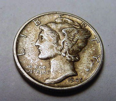1945 MICRO S MERCURY DIME: 1945 MICRO S MERCURY DIME