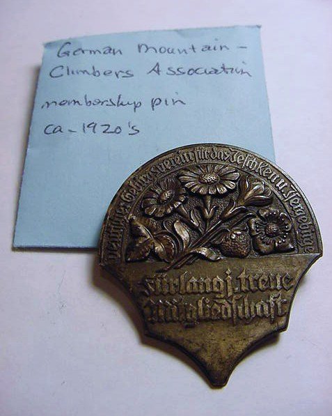 GERMAN MOUNTIAN CLIMBERS MEMBERSHIP BADGE: GERMAN MOUNTIAN CLIMBERS MEMBERSHIP BADGE