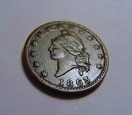 1863 ARMY & NAVY CIVIL WAR TOKEN: 1863 ARMY & NAVY CIVIL WAR TOKEN