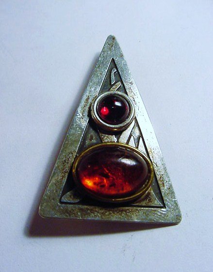 STEVE STAMAS STERLING AMBER GARNET PIN: STEVE STAMAS STERLING AMBER GARNET PIN