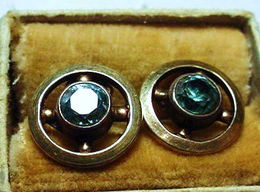 VINTAGE GOLD FILLED BLUE STONE EARRINGS: VINTAGE GOLD FILLED BLUE STONE EARRINGS