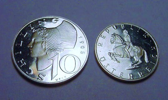 1965 AUSTRIA 5 & 10 SCHILLING PROOF SILVER COINS: 1965 AUSTRIA 5 & 10 SCHILLING PROOF SILVER COINS