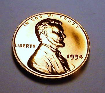 1954 LINCOLN CENT GEM PROOF: 1954 LINCOLN CENT GEM PROOF