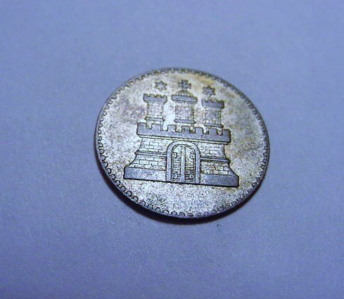 1855 HAMBURG GERMANY 1 SCHILLING: 1855 HAMBURG GERMANY 1 SCHILLING