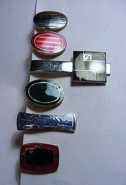 [6] ART DECO ENAMEL CLIPS: [6] ART DECO ENAMEL CLIPS