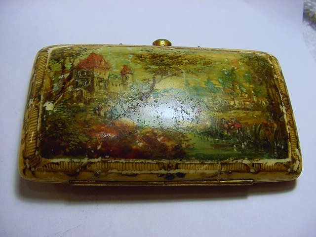 HAND PAINTED IVORY CIGARETTE CASE: HAND PAINTED IVORY CIGARETTE CASE