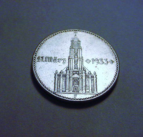 1934 GERMAN 2 MARK SILVER COIN: 1934 GERMAN 2 MARK SILVER COIN