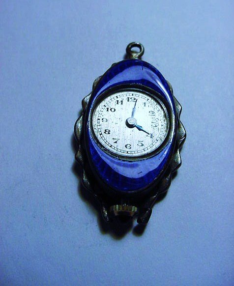 ANTIQUE SWISS STERLING ENAMEL WATCH: ANTIQUE SWISS STERLING ENAMEL WATCH
