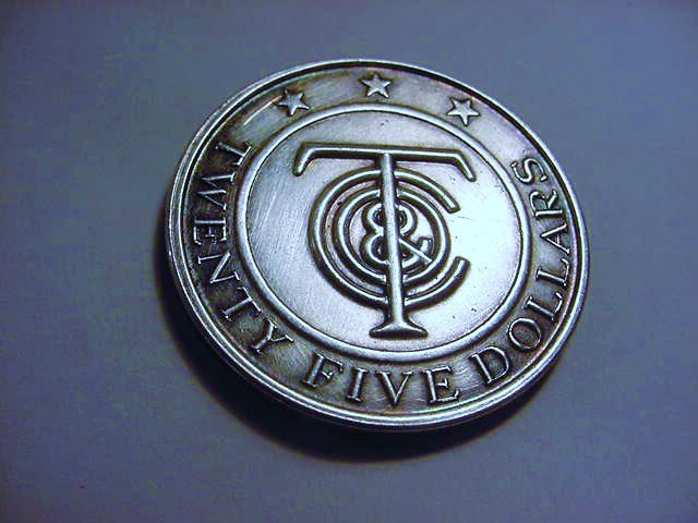 TIFFANY STERLING $25.00 COIN: TIFFANY STERLING $25.00 COIN