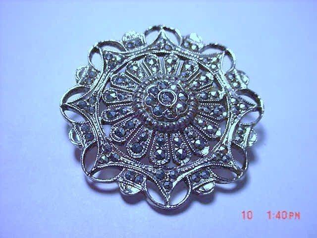 VINTAGE VI JOBEN STERLING MARCASITE PIN: VINTAGE VI JOBEN STERLING MARCASITE PIN