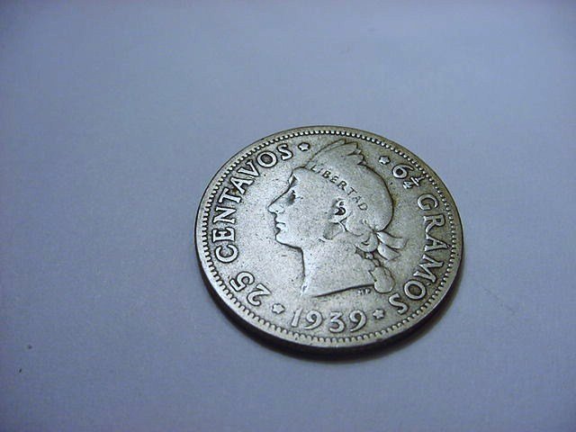 1939 DOMINICAN REPUBLIC 25 CENTAVOS: 1939 DOMINICAN REPUBLIC 25 CENTAVOS