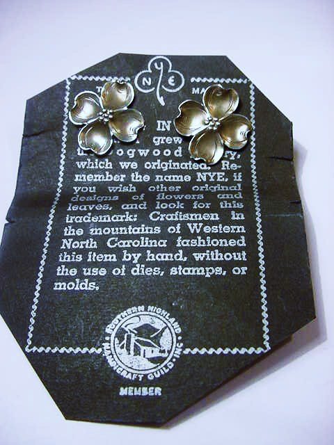 STUART NYE HAND WROUGHT STERLING DOGWOOD EARRINGS: STUART NYE HAND WROUGHT STERLING DOGWOOD EARRINGS