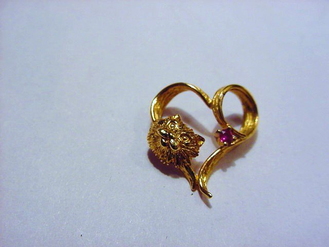 14K GOLD & STERLING RUBY PENDANT: 14K GOLD & STERLING RUBY PENDANT