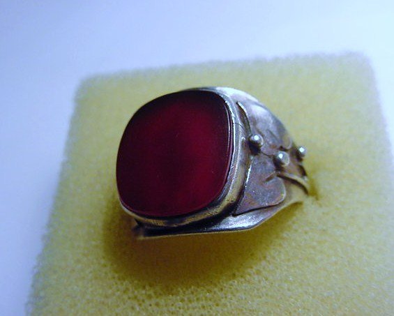 ARTS & CRAFTS STERLING CARNELIAN RING SIZE 5.5: ARTS & CRAFTS STERLING CARNELIAN RING SIZE 5.5