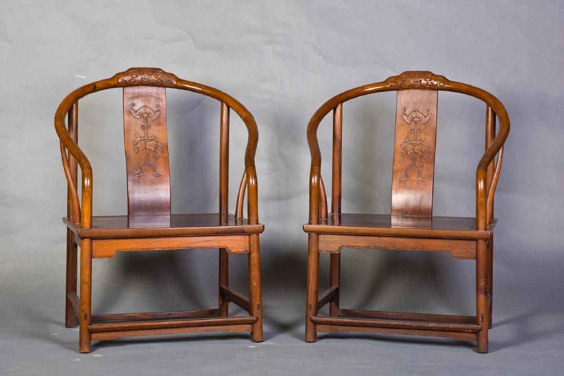 A PAIR OF CHINESE HUANGHUALI OR HARDWOOD CHAIRS (1 of 6)