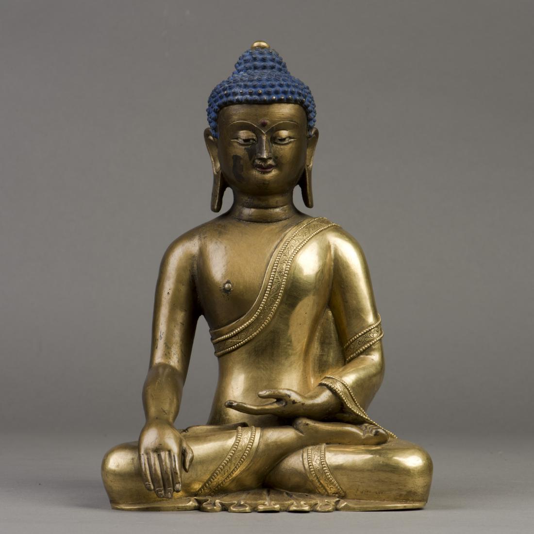A GILT BRONZE SCULPTURE OF LONGEVITY BUDDHA (1 of 6)