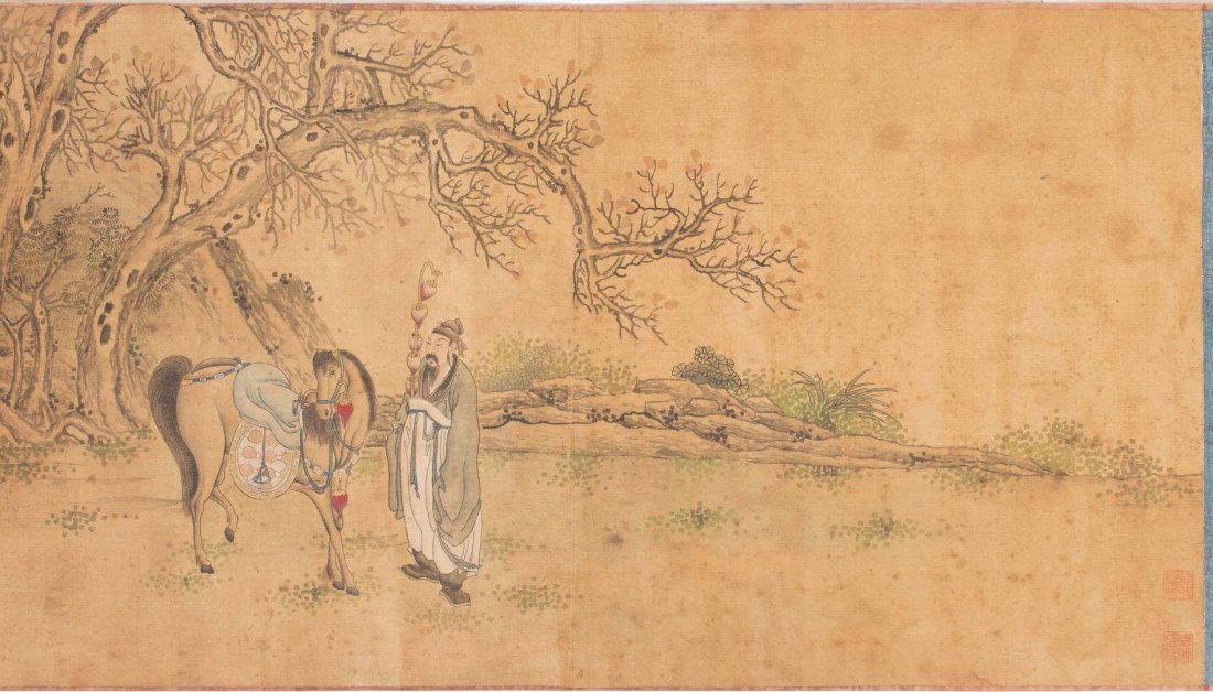 Chinese Scroll Ancient figure and Horse Painting (1 of 7)