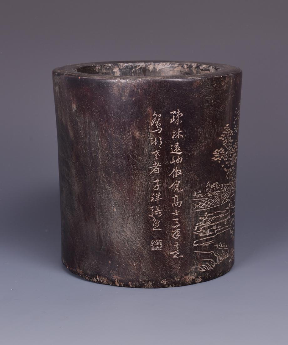 A ZITAN WOOD BRUSH POT (1 of 10)