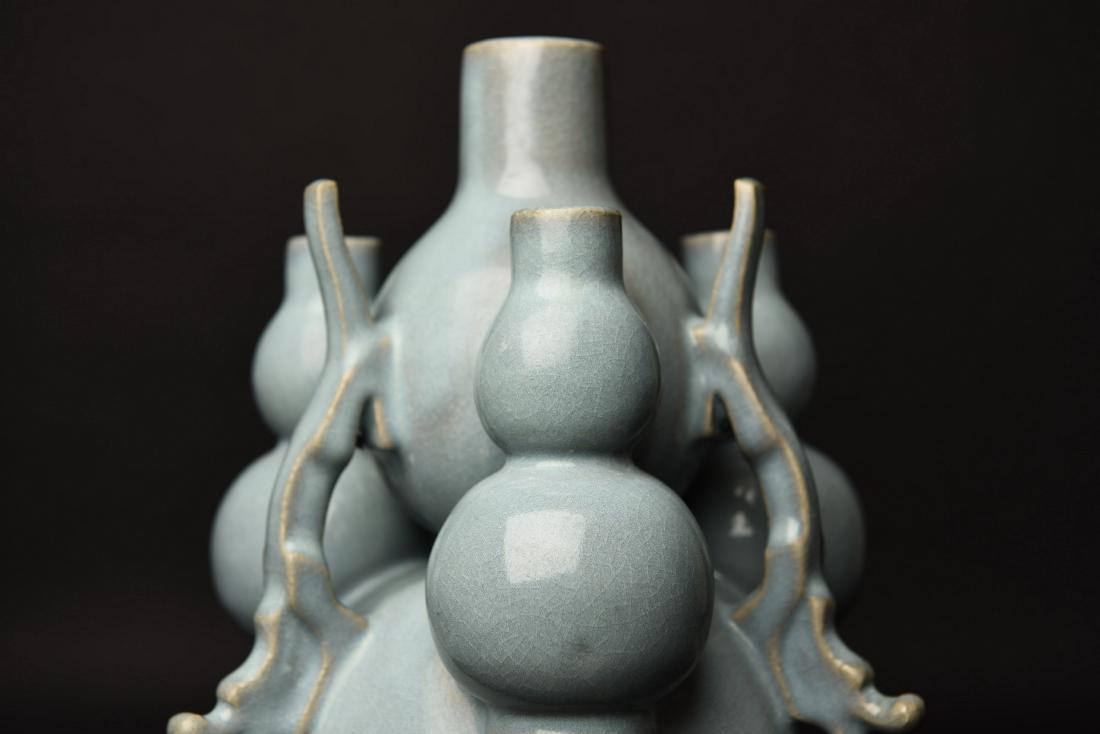 A RU YAO GLAZED PORCELAIN VASE OF GOURD FORM (1 of 5)