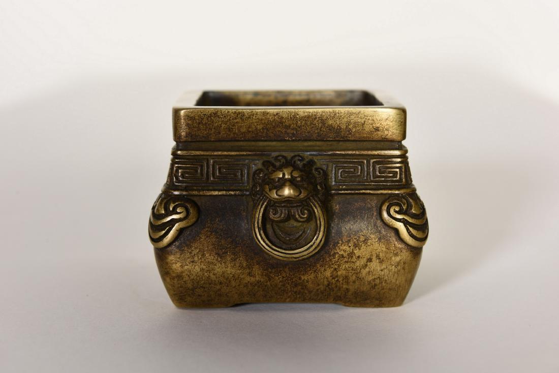 A SQUARE-FORM BRONZE CENSER (1 of 4)