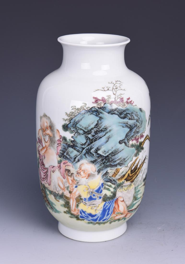 A FAMILLE ROSE FIGURE LANTERN-SHAPED VASE (1 of 8)