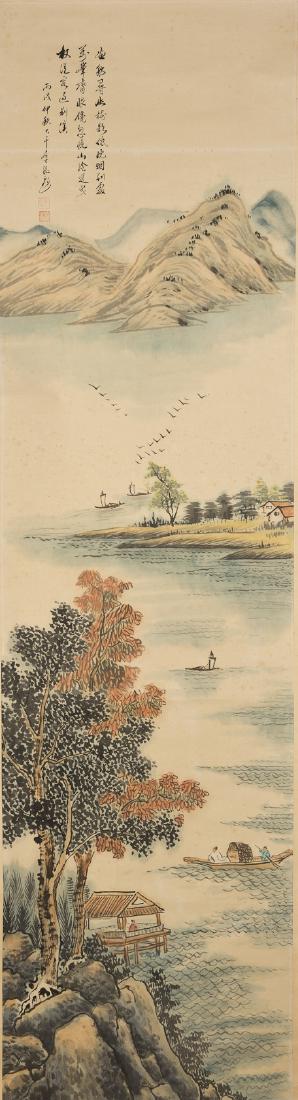 A CHINESE SCROLL PAINTING OF LANDSCAPE (1 of 2)