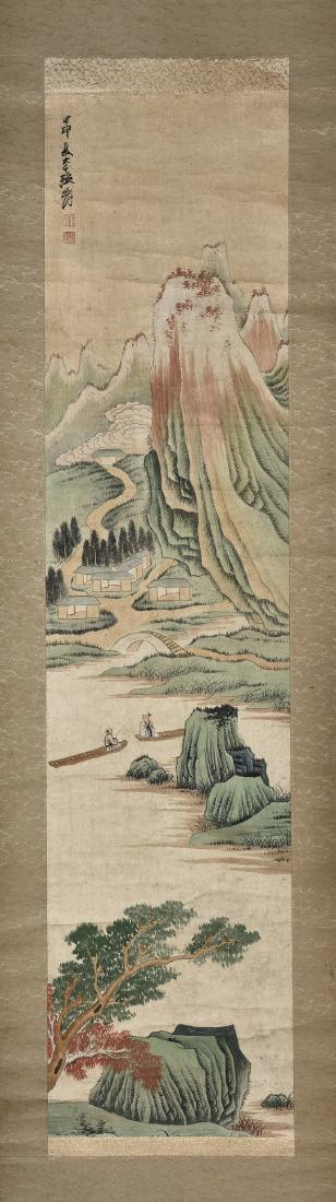 A CHINESE SCROLL PAINTING OF LANDSCAPE (1 of 5)