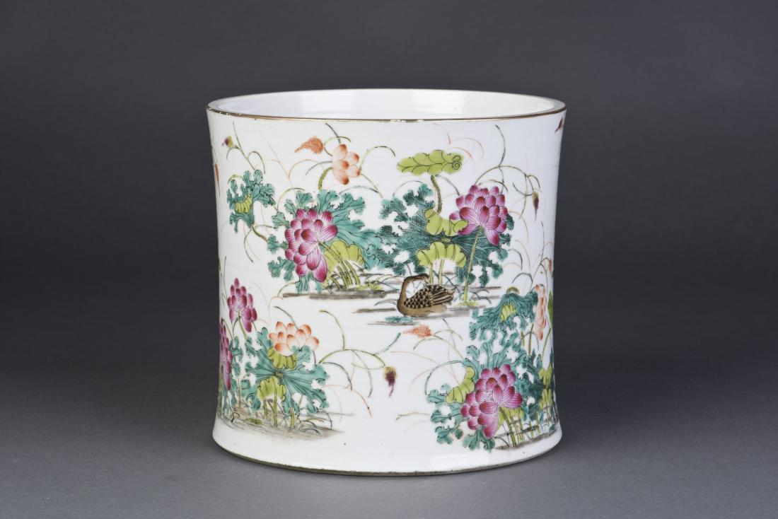 Chinese Famille Rose  Porcelain Brush Pot (1 of 5)