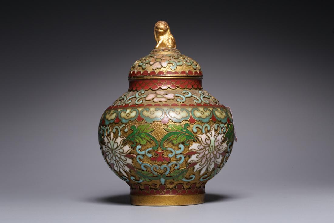 A VERY RARE IMPERIAL CHAMPLEVE AND GILT-BRONZE  JAR AND (1 of 9)