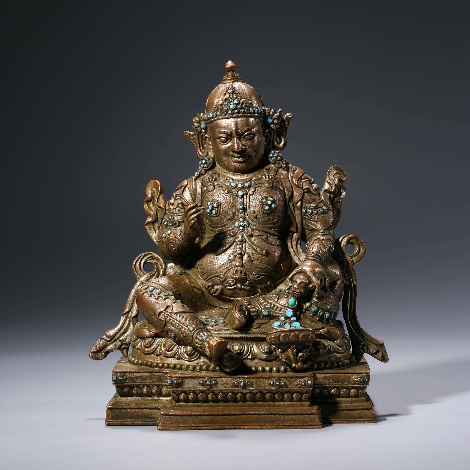 A CHINESE GITL-BRONZE YELLOW JAMBHALA STATUE (1 of 10)