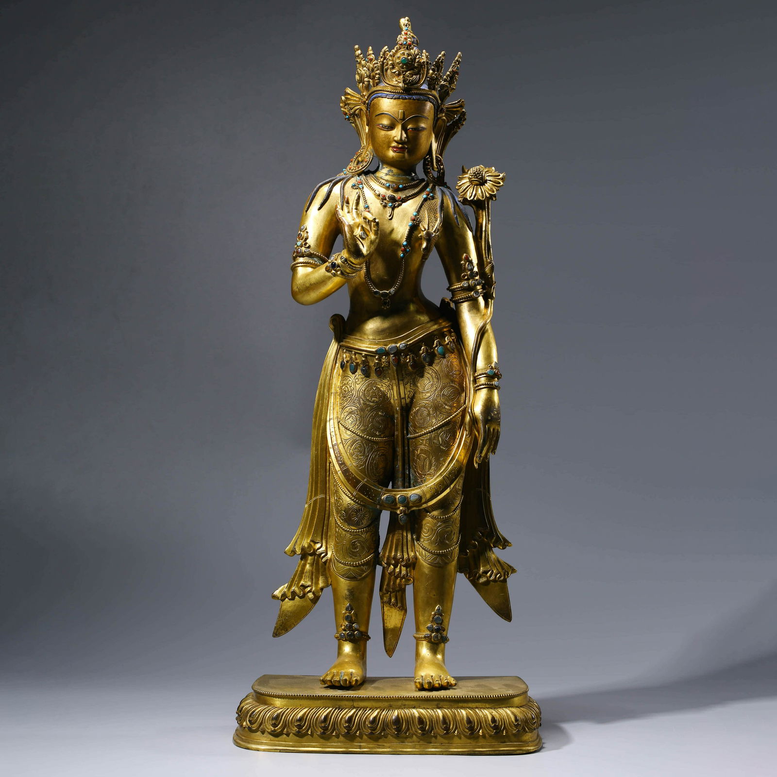 A CHINESE GILT-BRONZE PADMAPANI STATUE (1 of 11)