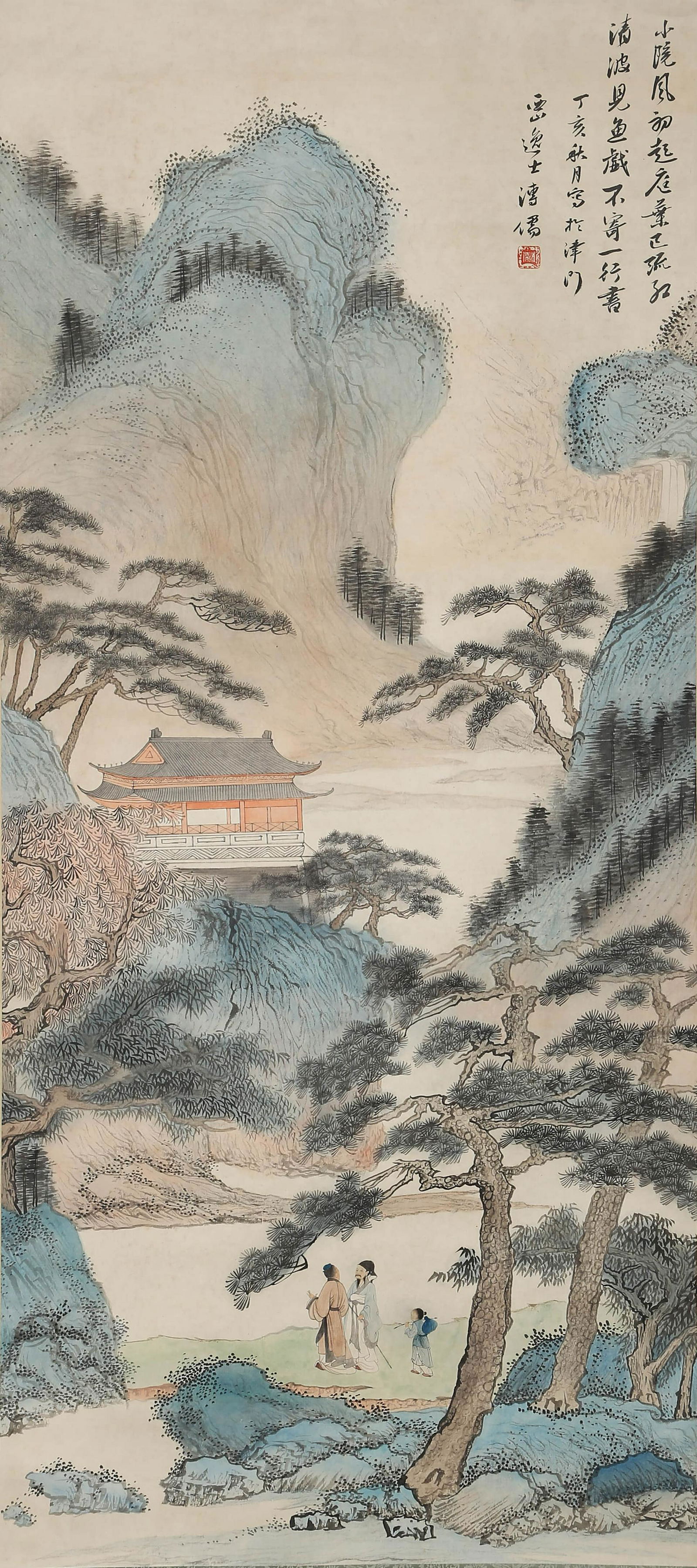 A CHINESE SCROLL PAINTING OF MOUNTAINS AND RIVERS , PU (1 of 15)