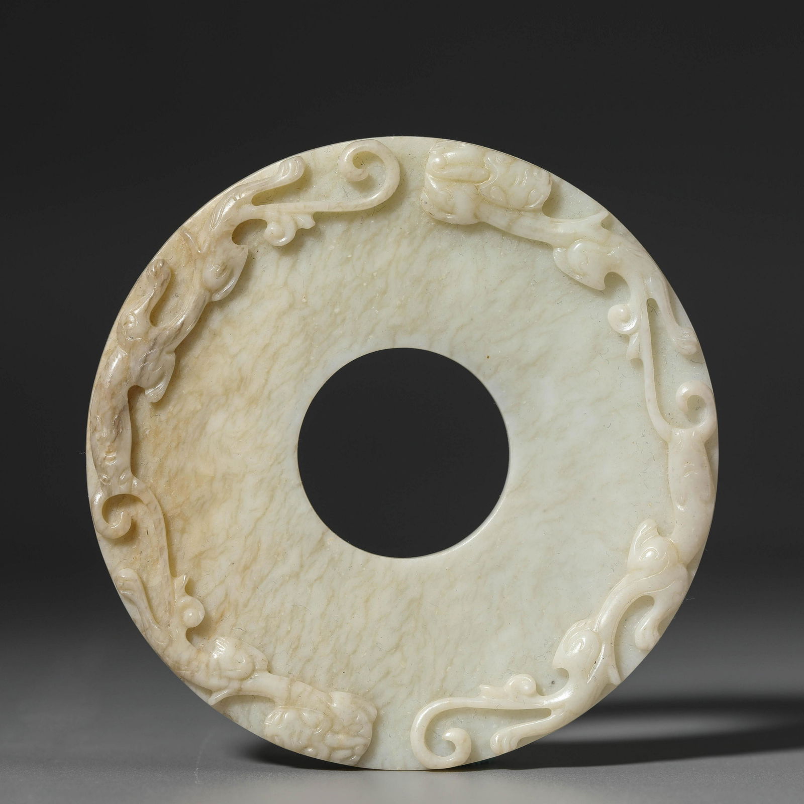 Carved Russet Jade Dragon Disc Bi (1 of 6)