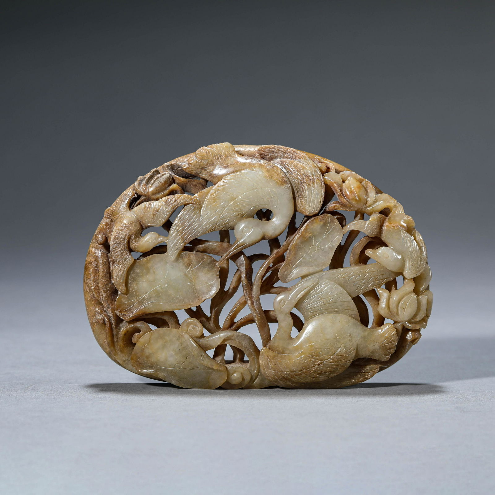Carved Jade Flower and Bird Ornament (1 of 7)