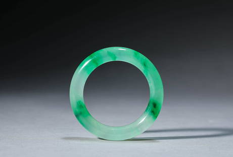 Mottled Jadeite Bangle: Mottled Jadeite Bangle Diam.6cm,