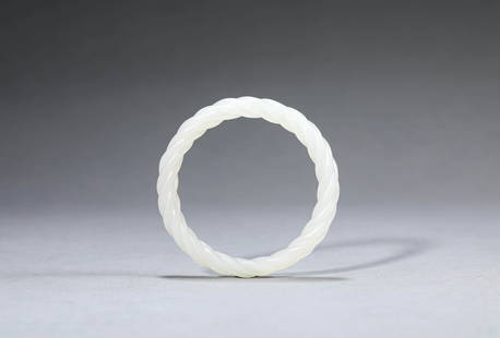 Carved Jade Twisted Bangle: Carved Jade Twisted Bangle Width:5.6cm,