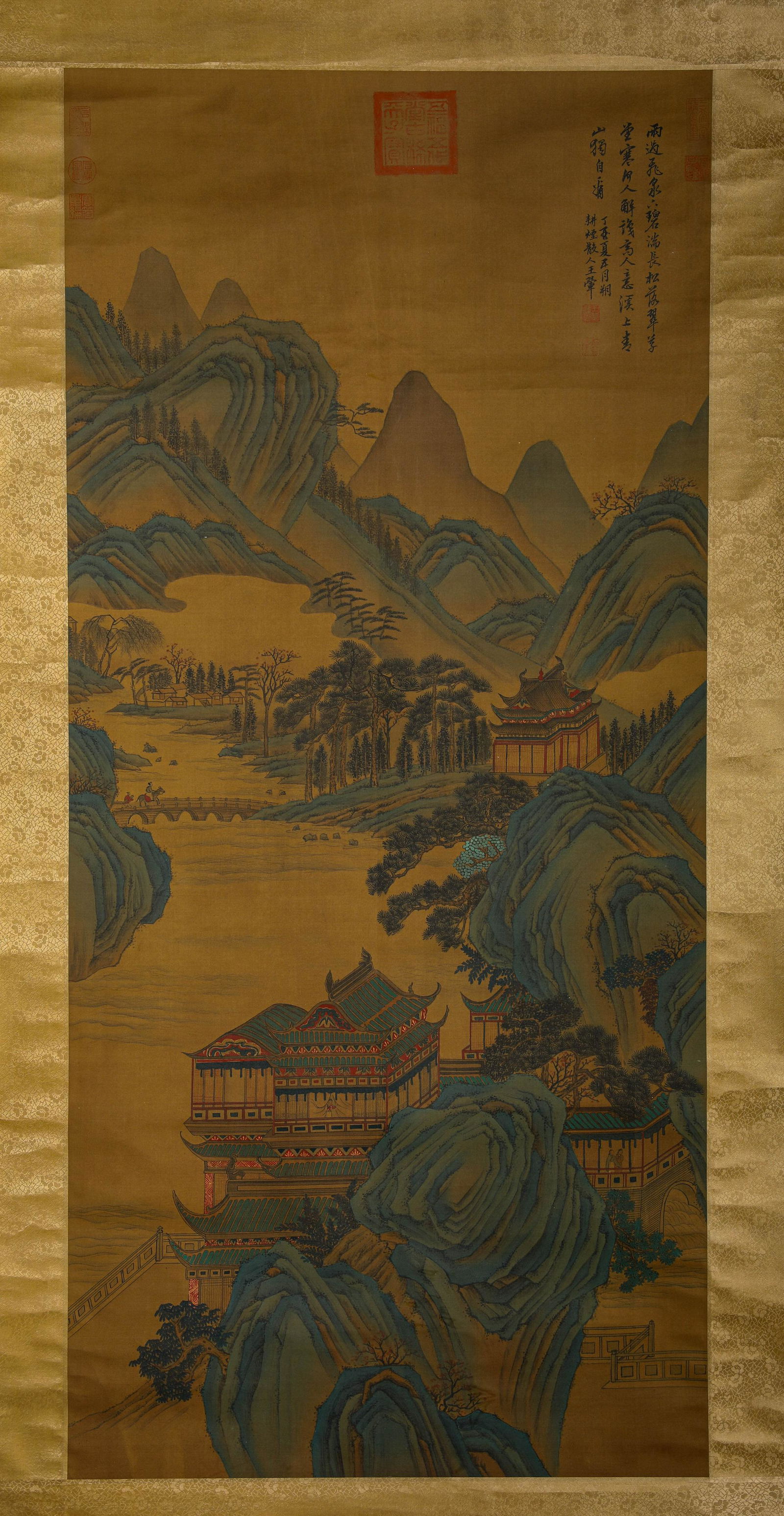 Chinese Landscape Painting Silk Scroll, Wang Hui Mark: Chinese Landscape Painting Silk Scroll, Wang Hui Mark Width:63cm, Height:137cm,