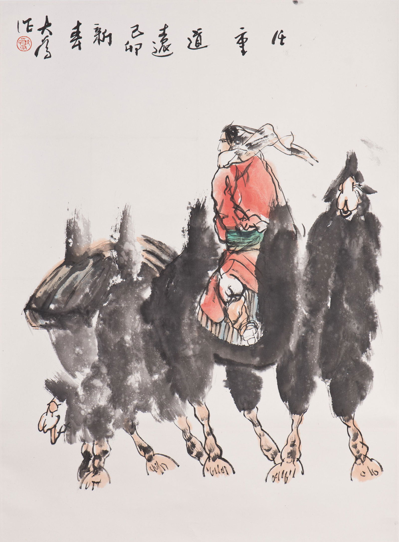 LIU DAWEI, ATTRIBUTED TO, CAMEL: Ink and color on paper, hanging scroll. H70x51cm